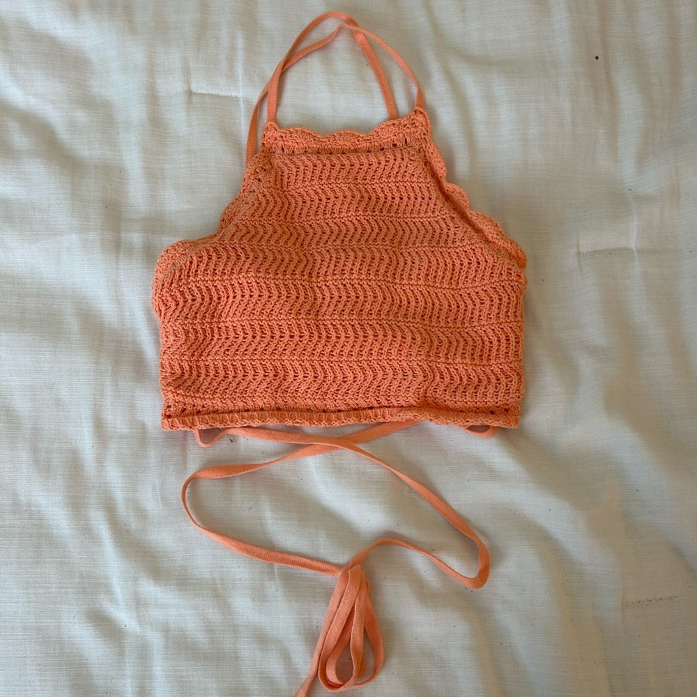 Hollister Wrap-tying Orange Sweater Crop Top | Size XS